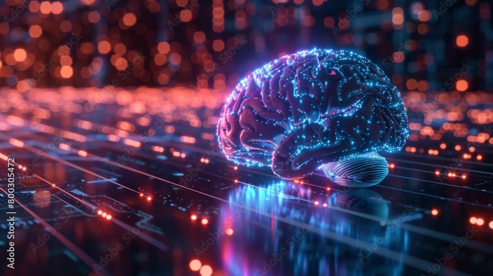 Obraz premium Hologram of the brain generative ai
