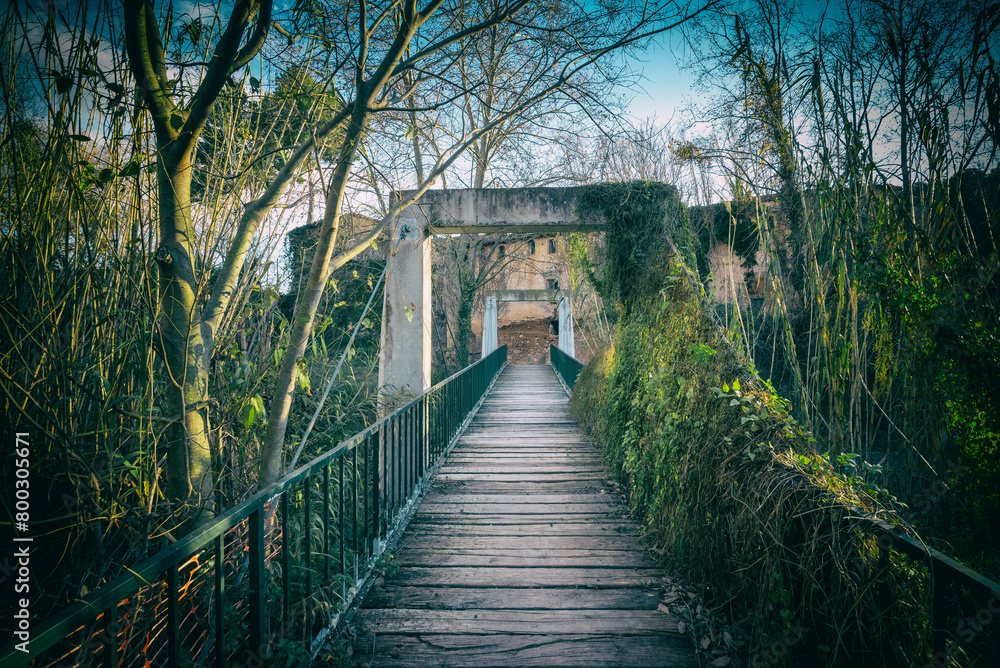 An old wood and cement bridge An old wood and cement bridge