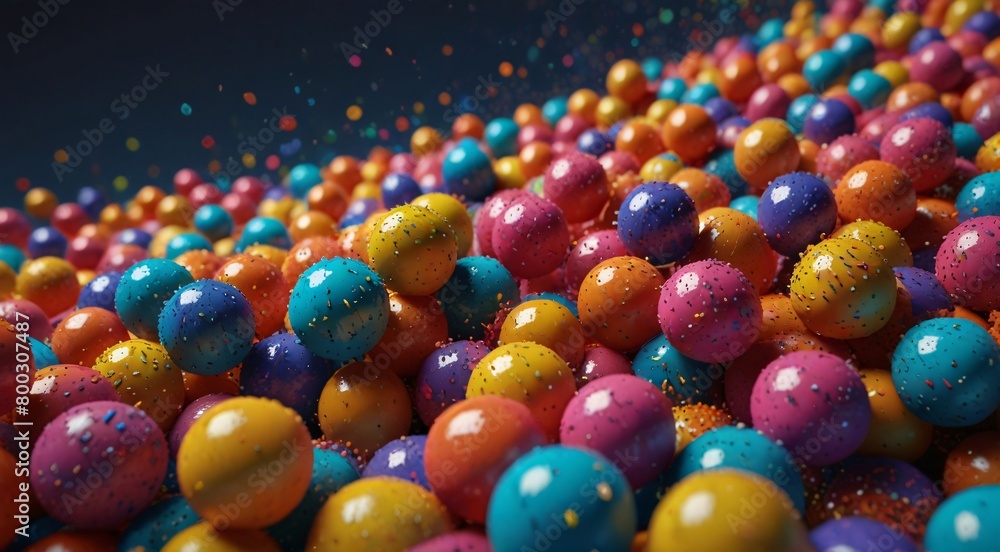 bunch of balls with a bunch of sprinkles, popping colors bunch of balls with a bunch of sprinkles, popping colors