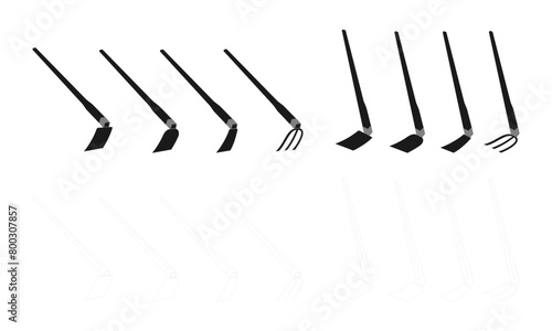 hoe icon set. vector illustration isolated on white background.