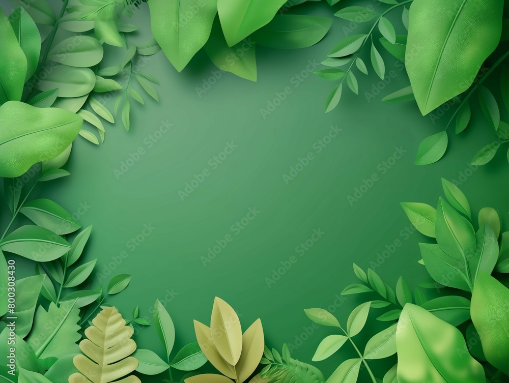 Fototapeta premium Green leaves eco, abstract background illustration