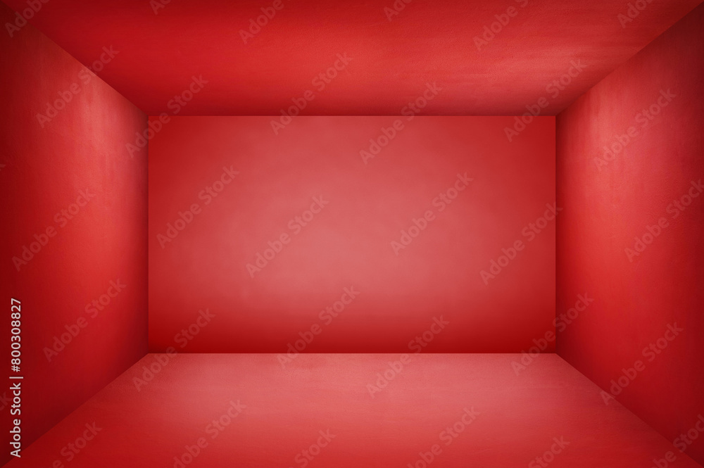 The floor and walls of the room are red as the background. The floor and walls of the room are red as the background.
