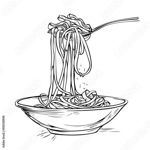 Vector icon and logo pasta or noodles. Editable outline stroke