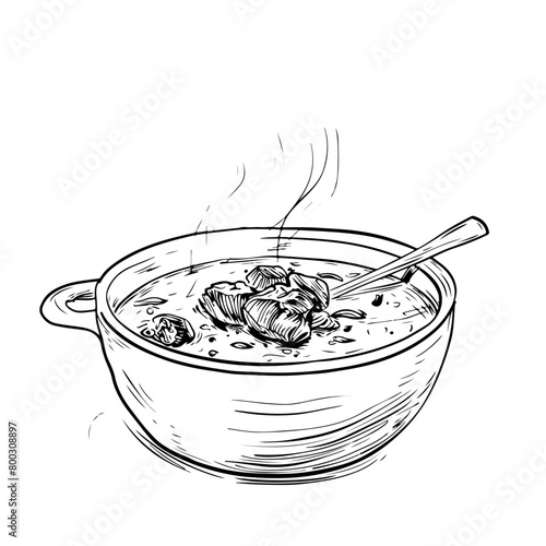hot pot or steamboat line art icon
