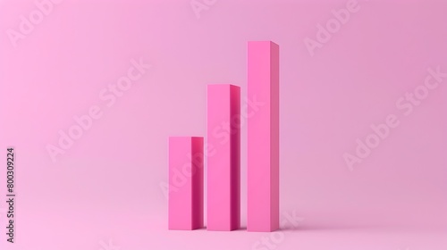 Free Download Minimalist 3D Pink Bar Chart Icon for Business Analytics Visualization - GFXLoad