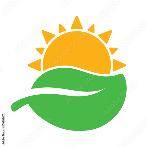 Leaf And Sun Flat Style