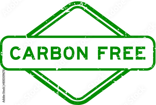 Grunge green carbon free word rubber seal stamp on white background