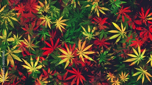red green yellow marijuana leaf background