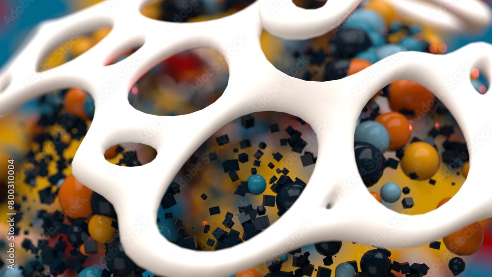 Vibrant, floating geometric abstractions dance in a colorful symphony of form and space, 3d rendering Vibrant, floating geometric abstractions dance in a colorful symphony of form and space, 3d rendering