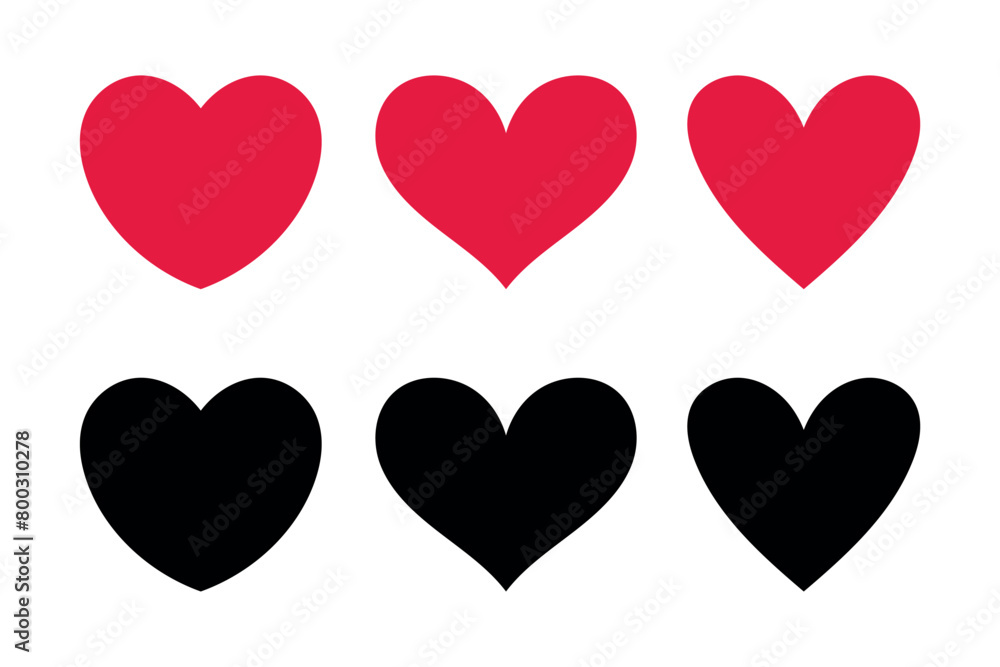 Three Hearts Red And Black