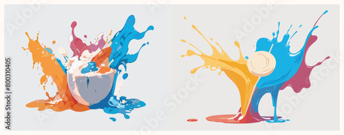 Splashes of Vector Color Paints Collection - Vibrant Spills Embracing the Beauty of Joy.