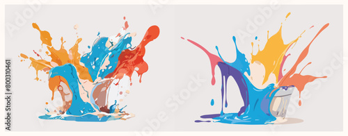 Splashes of Vector Color Paints Collection - Vibrant Spills Embracing the Beauty of Joy.
