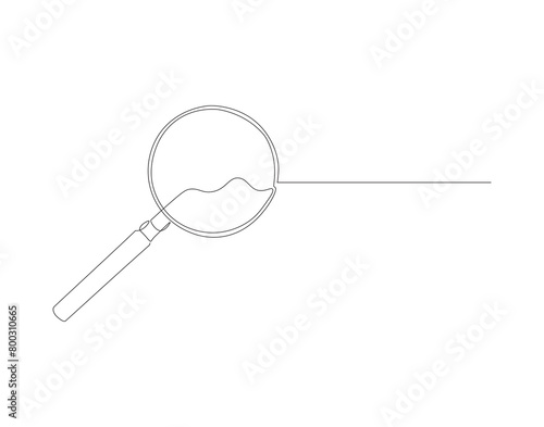 Continuous line drawing of magnifying  glass. One line of magnifying  glass. Magnifier continuous line art. Editable outline.
