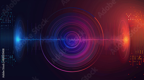 Colorful Digital Sound Wave Low and Hight richter scale with Circle Vibration  Background,technology and earthquake wave  diagram concept,design for music studio and science,Vector Illustration. photo