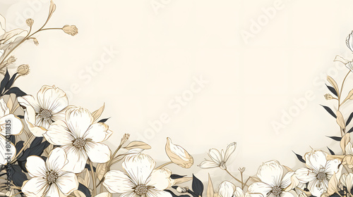 Digital vintage white flowers border abstract graphic poster web page PPT background