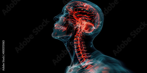 Brainstem Stroke: The Coordination Problems and Difficulty Swallowing - Picture a person with highlighted brainstem area, showing signs of coordination difficulties and swallowing problems