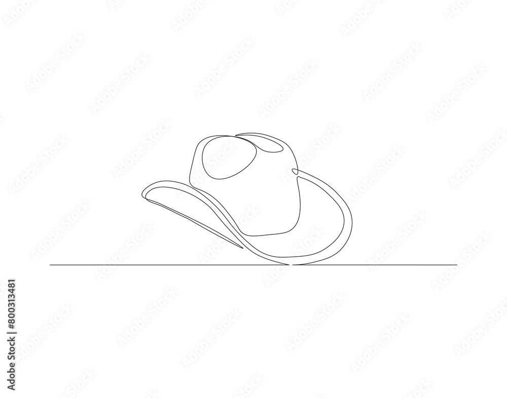 Continuous line drawing of cowboy hat. One line of cowboy hat. Cowboy continuous line art. Editable outline. Continuous line drawing of cowboy hat. One line of cowboy hat. Cowboy continuous line art. Editable outline.