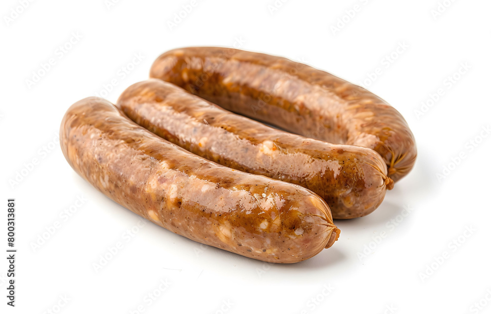 Grilled Sausages on a white background studio shot Grilled Sausages on a white background studio shot