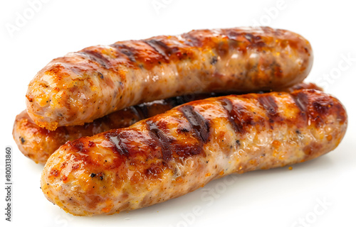 Grilled Sausages on a white background studio shot