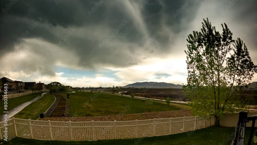 Backyard rain and hail storm time lapse and dramatic cloudscape Backyard rain and hail storm time lapse and dramatic cloudscape