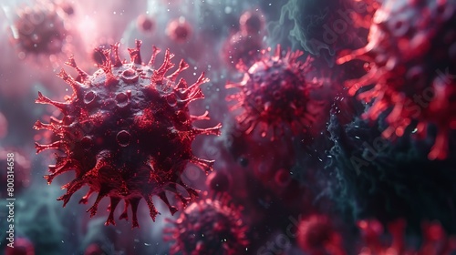 A microscopic : 3D texture of viruses on a scientific background