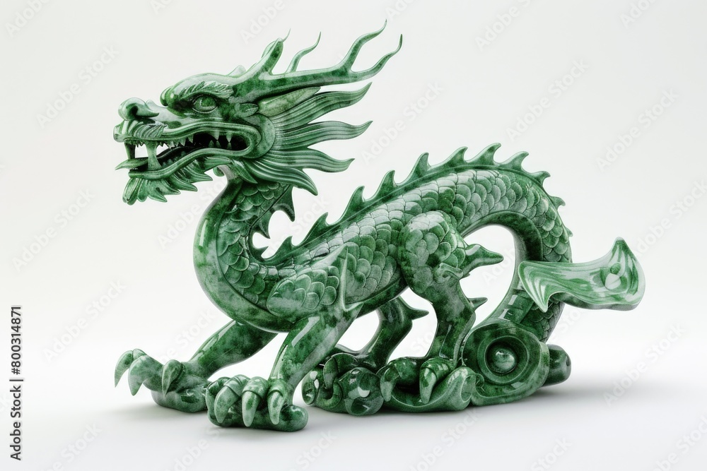 Jade dragon isolated on white background