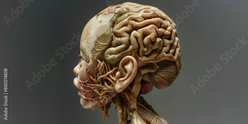 Dandy-Walker Syndrome: The Brain Malformation and Developmental Delays - Visualize a person with a highlighted cerebellum and enlarged skull, indicating the brain malformation and developmental delays photo