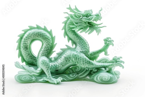 Jade dragon isolated on white background