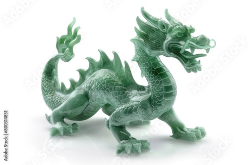 Jade dragon isolated on white background © darshika