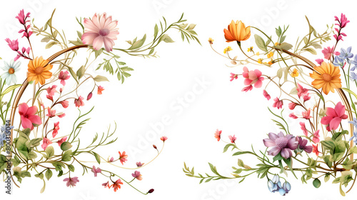 Digital vintage watercolor flowers frame abstract graphic poster web page PPT background