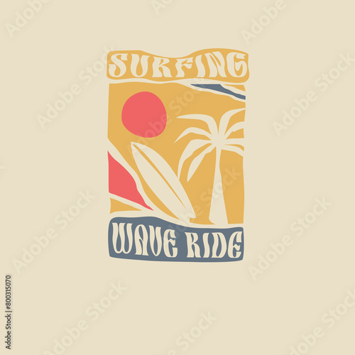 Surfing Wave ride summer beach graphic design