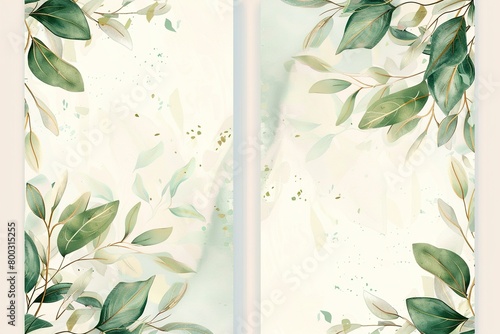 Pre made templates collection, frame - cards with pink flower bouquets, leaf branches photo