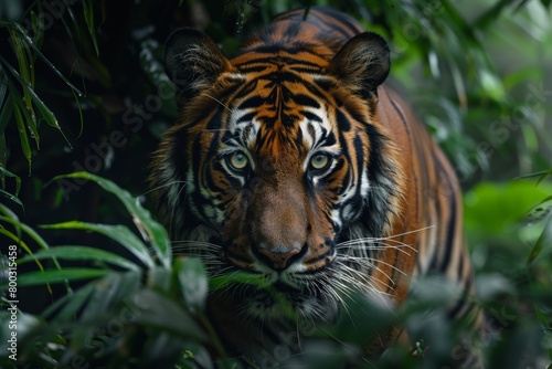 Panthera tigris,royal tiger ,P. t. corbetti isolated on white background clipping path included. Tiger face on black background,Bengal Tiger in forest show head and leg,Amur tiger walking in the water © Sittipol 