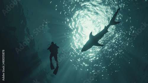 animation still of a nurse shark and a diver mid-swim photo