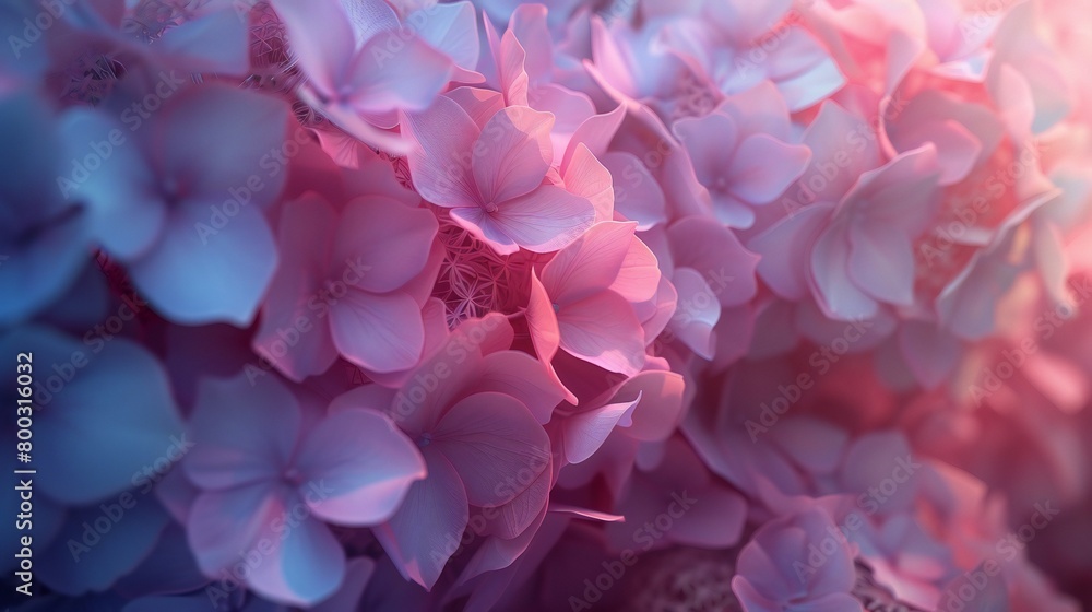Aerial Wavy Petals: Behold the mesmerizing 3D waves of wildflower mophead hydrangea petals from above.