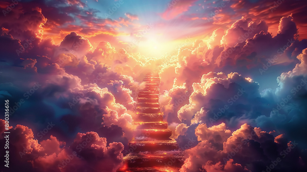 stairs to heaven, heavenly light, God, faith and love