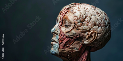 Encephalocele: The Brain Tissue Protrusion and Craniofacial Deformity - Picture a person with a highlighted protrusion of brain tissue through the skull, leading to craniofacial deformities photo