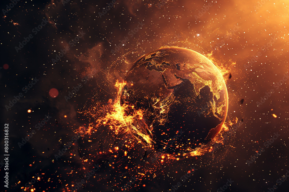 Burning Earth For Hot Summer Season From Global Warming Burning Earth For Hot Summer Season From Global Warming