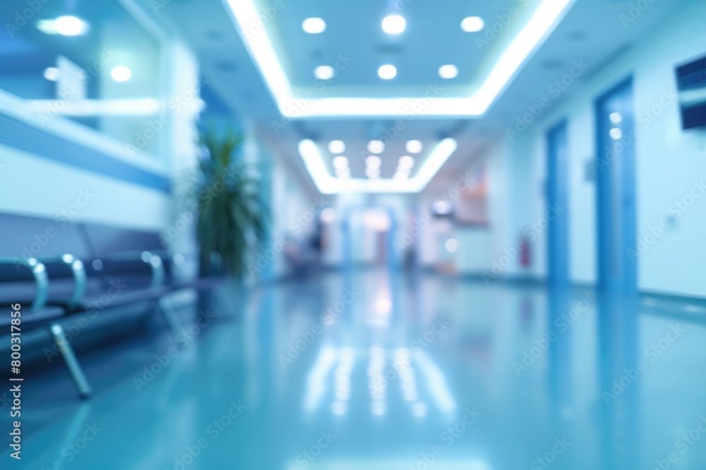 Abstract blur hospital and clinic interior for background Processing Blue color white balance Abstract blur hospital and clinic interior for background Processing Blue color white balance