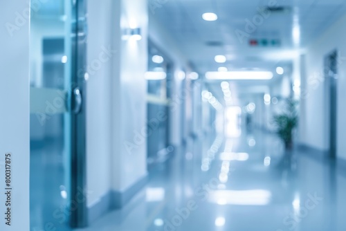 Abstract blur hospital and clinic interior for background   Processing Blue color white balance