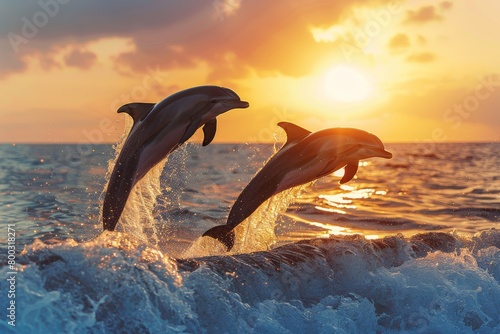 Swimming with dolphin Beautiful bottlenose dolphins jumping out of sea with clear blue water on sunny day Dolphin in the underwater world. Underwater dolphin. Dolphin underwater. Dolphin undersea