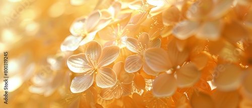 Golden Radiance: Wildflower mophead hydrangea emits a radiant glow akin to shimmering gold. photo