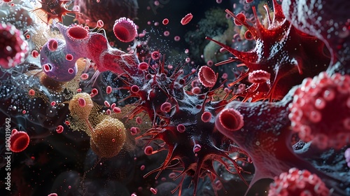 Hyperreal Depiction of Blood Cells Stream in Extreme High Detail Macro Photography
