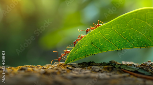 A Macro Photograph of Ants Working Together © Keashan
