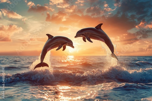 Swimming with dolphin,Beautiful bottlenose dolphins jumping out of sea with clear blue water on sunny day,Dolphin in the underwater world. Underwater dolphin. Dolphin underwater. Dolphin undersea photo