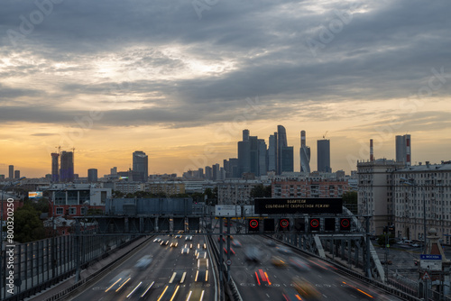 Twilight Tapestry: Moscows Cityscape Unfurls From Bridge at Dusk