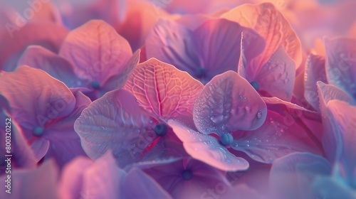 Liquid Luminescence: Petals of wildflower mophead hydrangea shine with liquid luminescence. photo