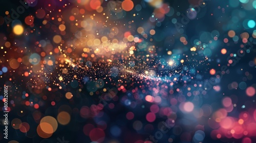 Abstract colorful bokeh lights. Digital wallpaper design with vibrant glitter and blurred background.