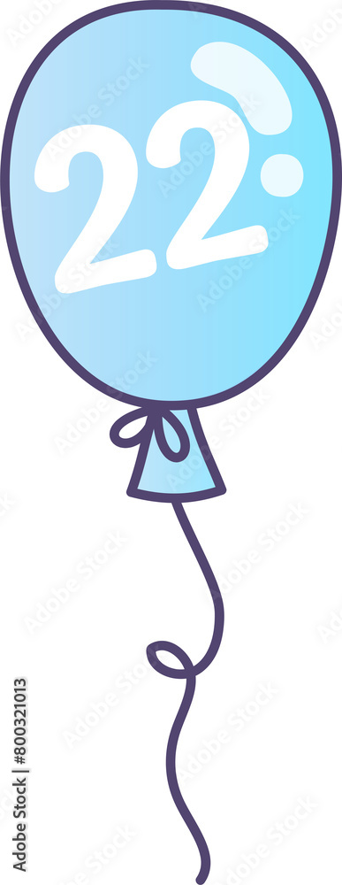 balloon for happy birthday date 22, blue balloons with transparent background balloon for happy birthday date 22, blue balloons with transparent background