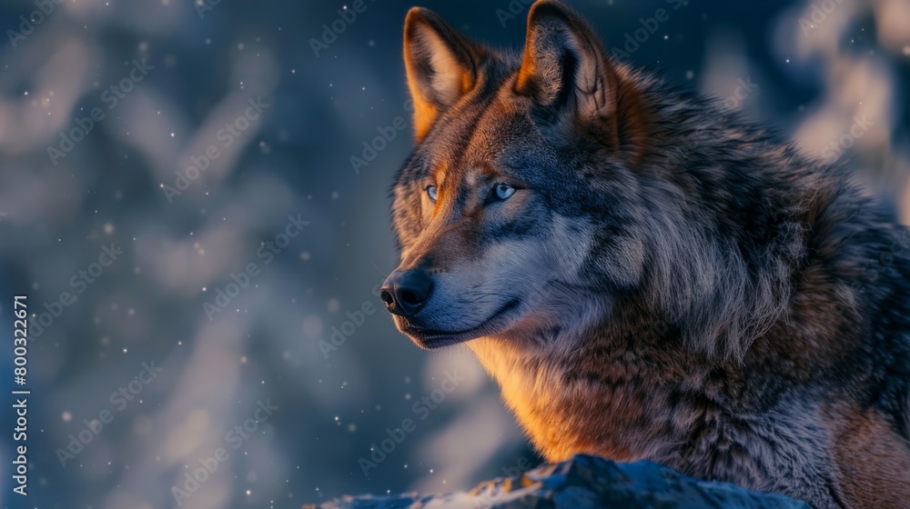 Siberian wolf, mountain, snow generative ai Siberian wolf, mountain, snow generative ai